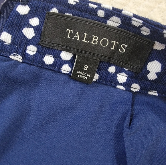 Talbots Navy Polka Dot Skirt Size 8 Front Buttons Cotton Blend - Picture 11 of 15